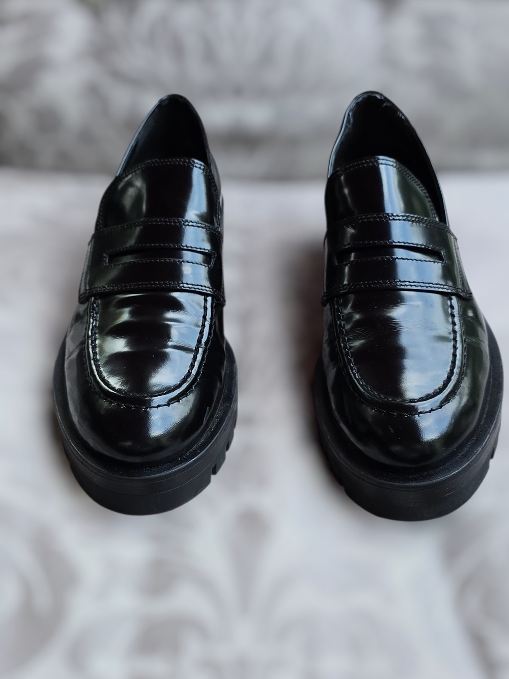 Zara Women's Black Patent Leather Penny Loafers